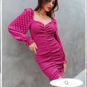 NWOT Vici Fiesta Time smocked metallic polka dot mini dress medium